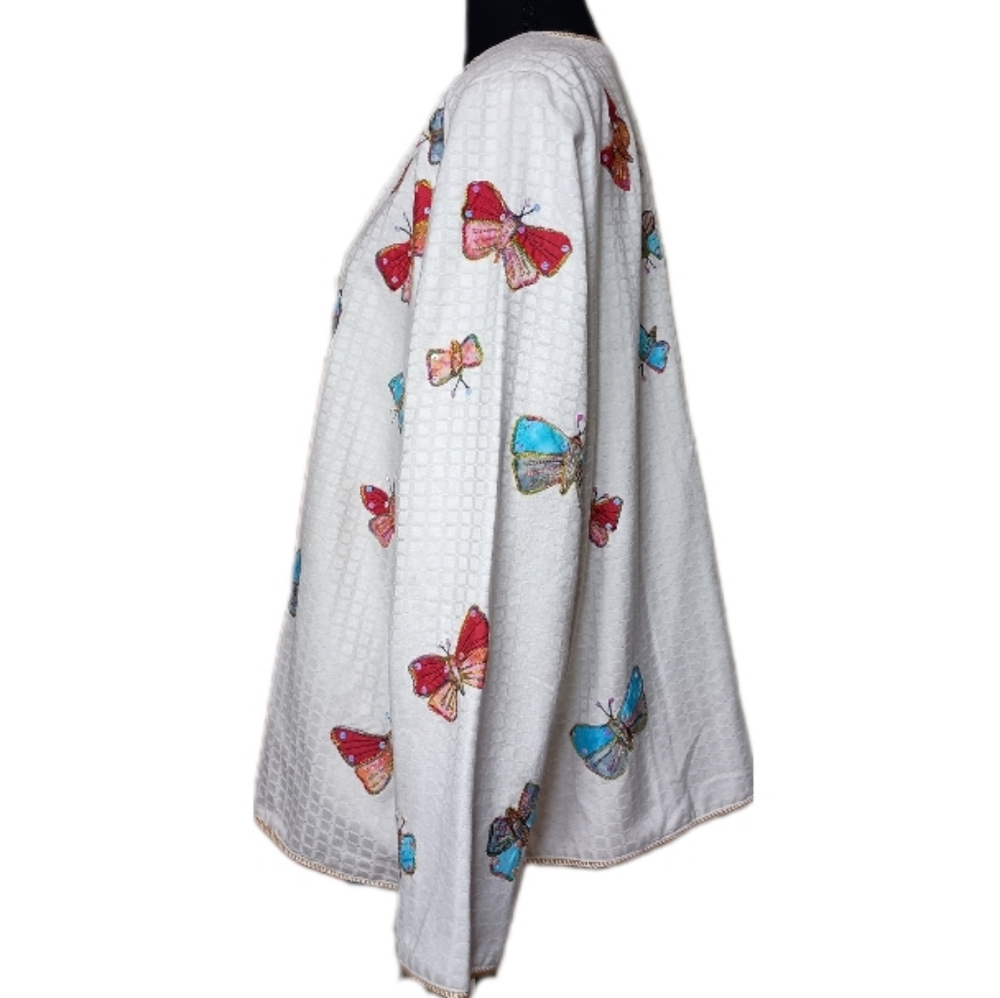 Indigo Moon Sequin Butterfly Art Jacket – 1X - Picture 3 of 12